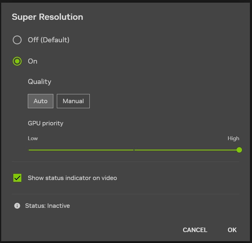 Nastavení priority v RTX Video Super Resolution