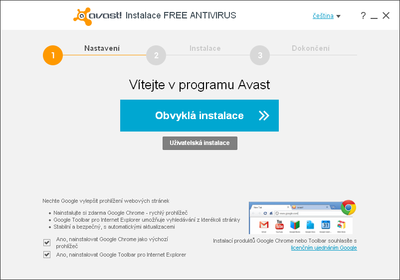 <p>Při instalaci si dejte pozor. Ve výchozím nastavení se s aplikací instaluje i Google Chrome a související doplněk do Internet Exploreru</p>