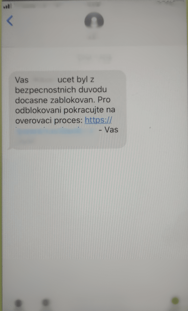 Případ phishingu zaznamenaný českou policií