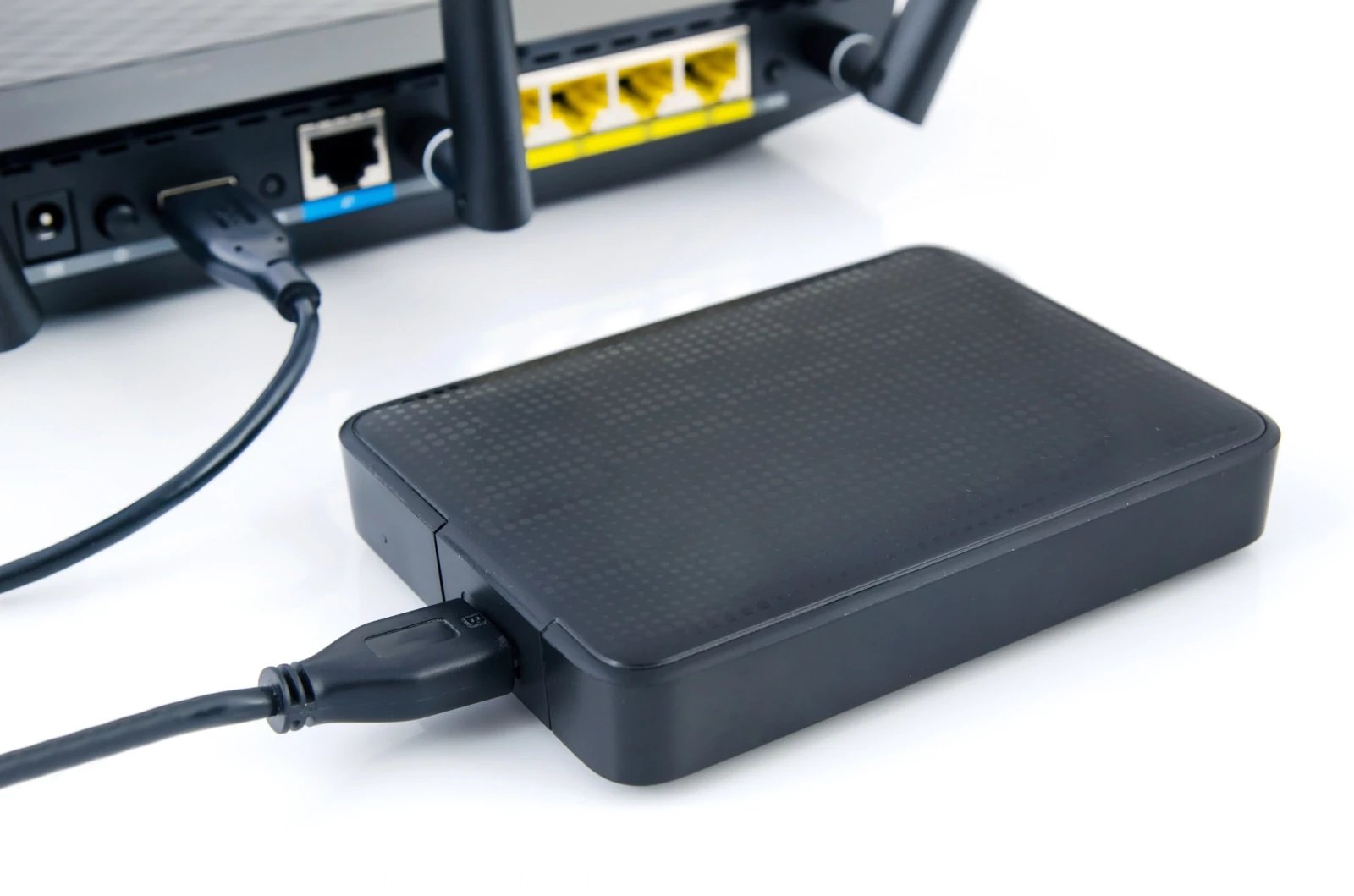 Externí disk připojený k routeru