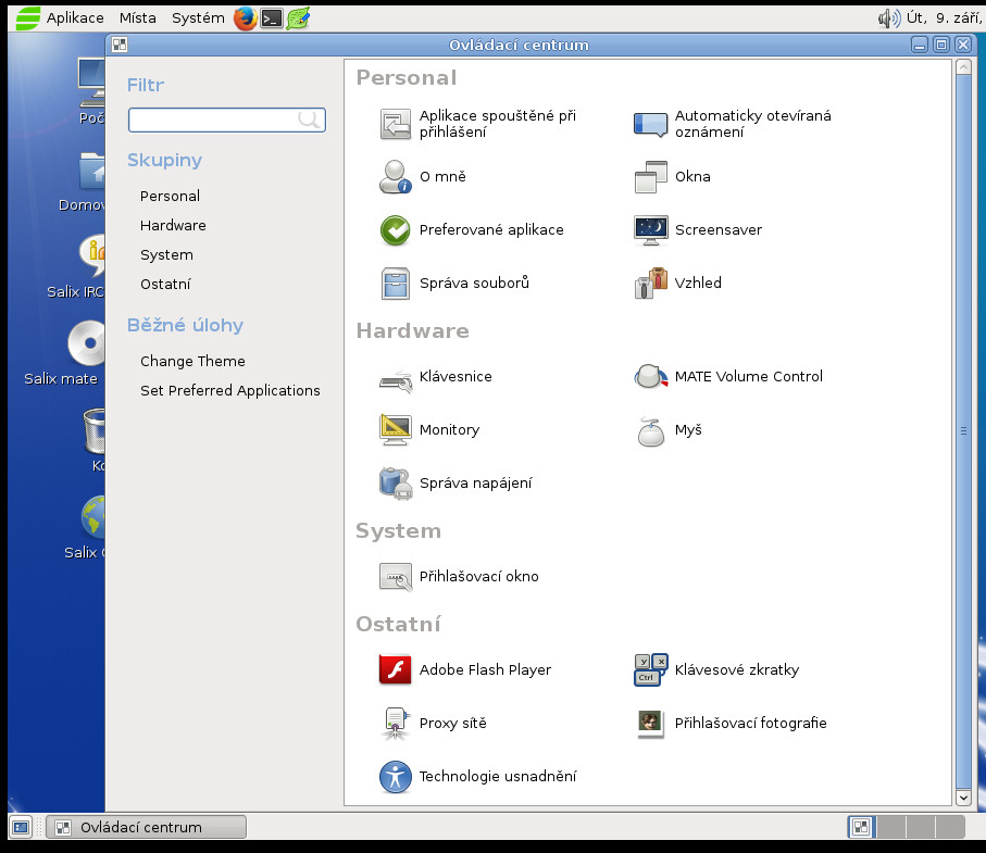 Salix: výchozí uživatelské aplikace