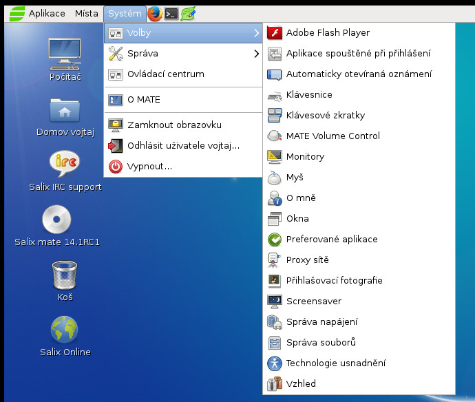 Salix: výchozí uživatelské aplikace