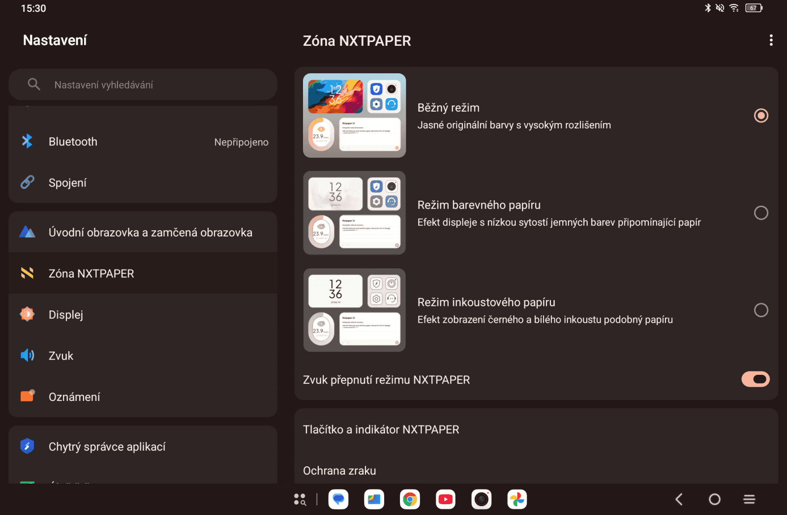 TCL NXTPAPER 11 Plus režimy