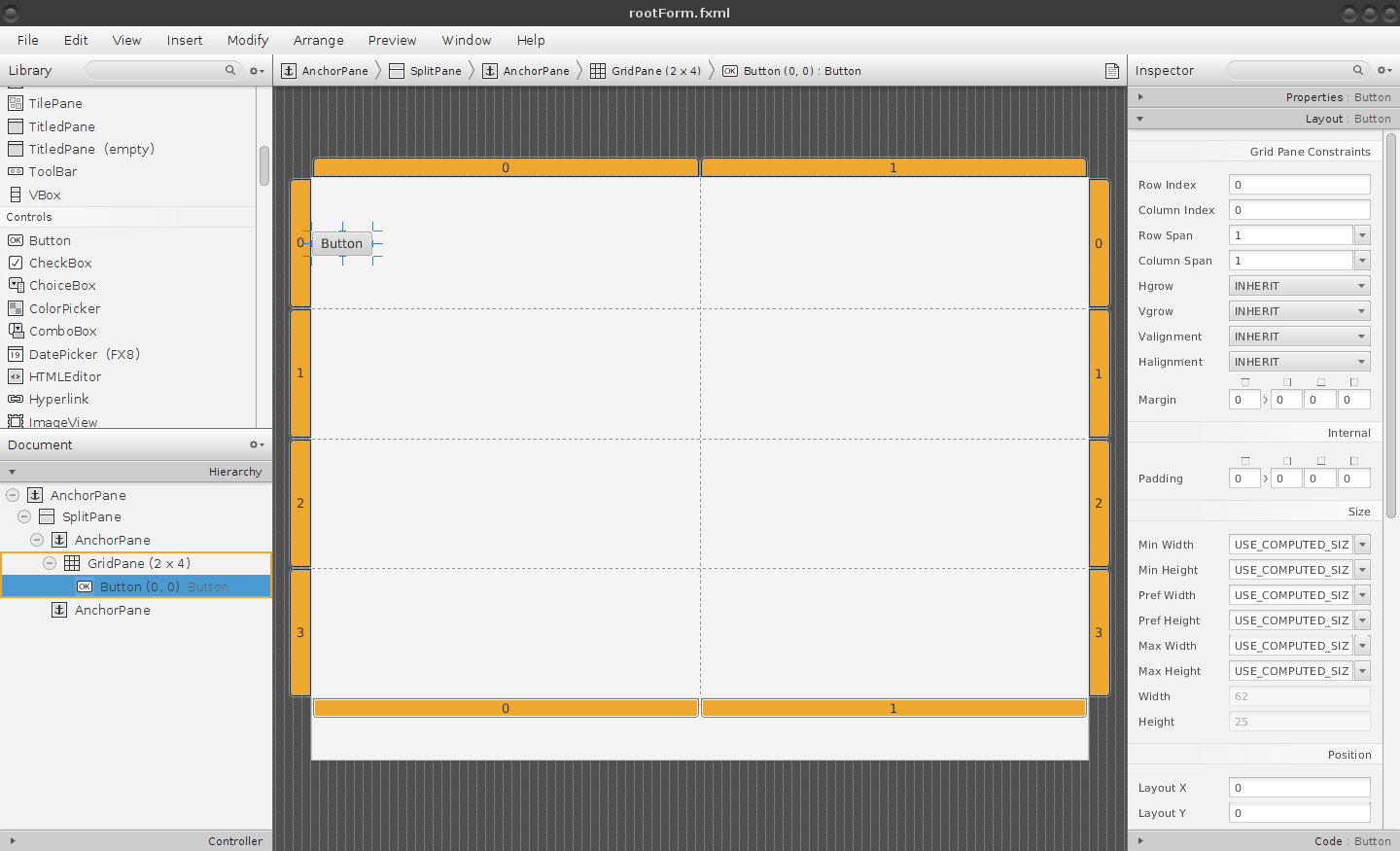 Umístění a nastavení tlačítek