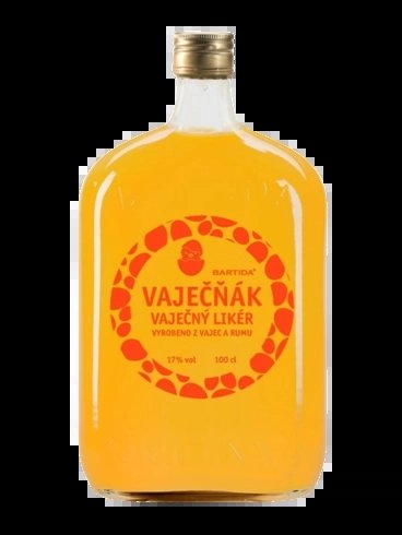 Vaječný likér Bartida Vaječňák 1l/349 korun, ve složení najdete vejce, smetanu a třtinový rum