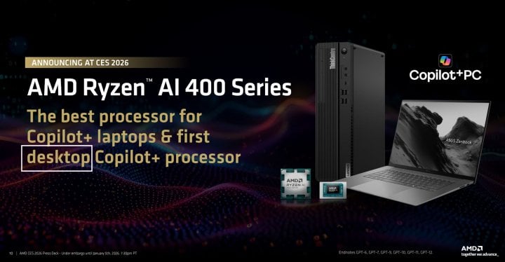 Autor: AMD, via: VideoCardz Ryzen AI 400 bude i pro desktop