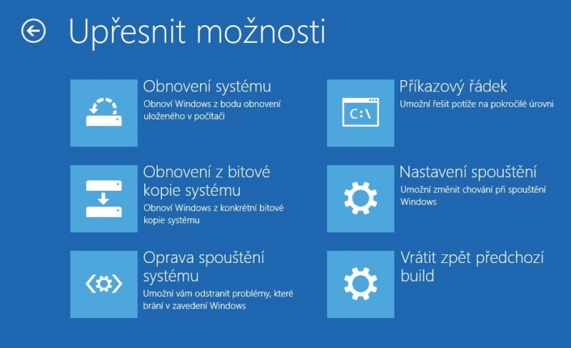 Upřesnění možností opravy ve Windows 10