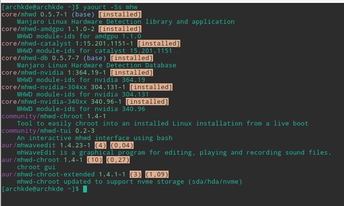 Octopi, správce balíčků, Manjaro specifické balíčky