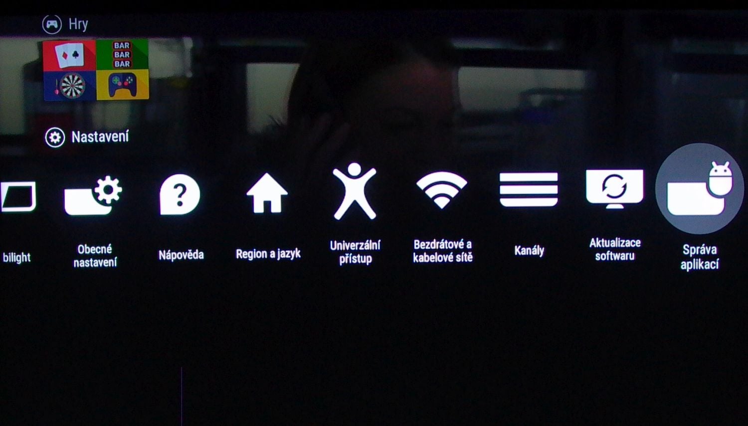 Philips 65PUS7601 - nabídka na tlačítku Home