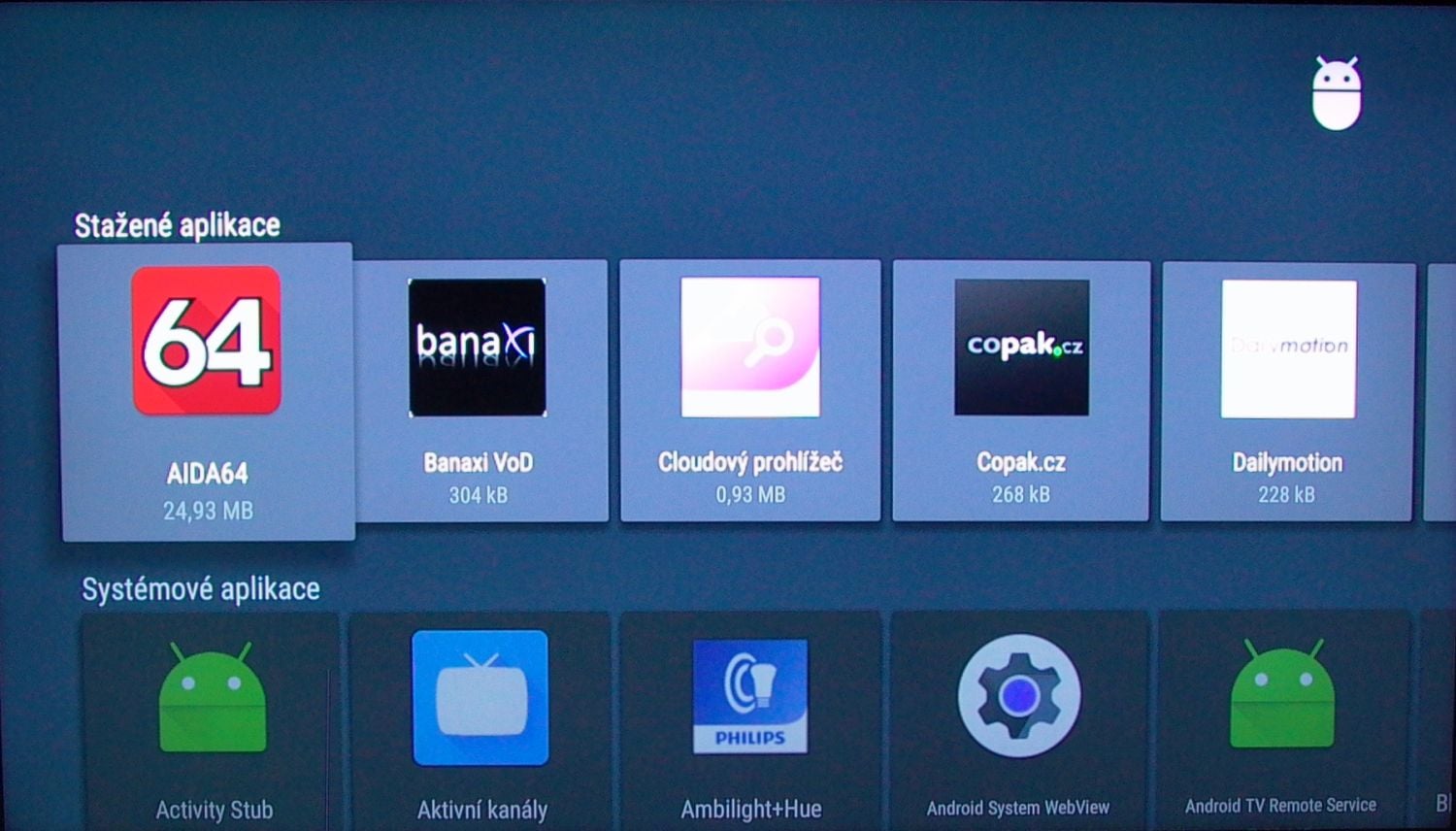 Philips 65PUS7601 - nabídka na tlačítku Home