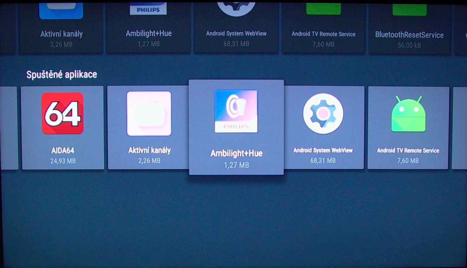 Philips 65PUS7601 - nabídka na tlačítku Home