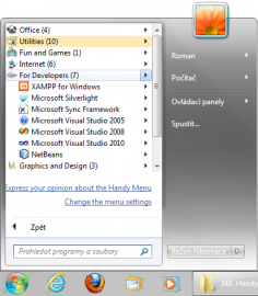 <p>Upravená nabídka start</p>