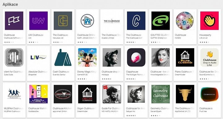 Falešný Clubhouse na Google Play