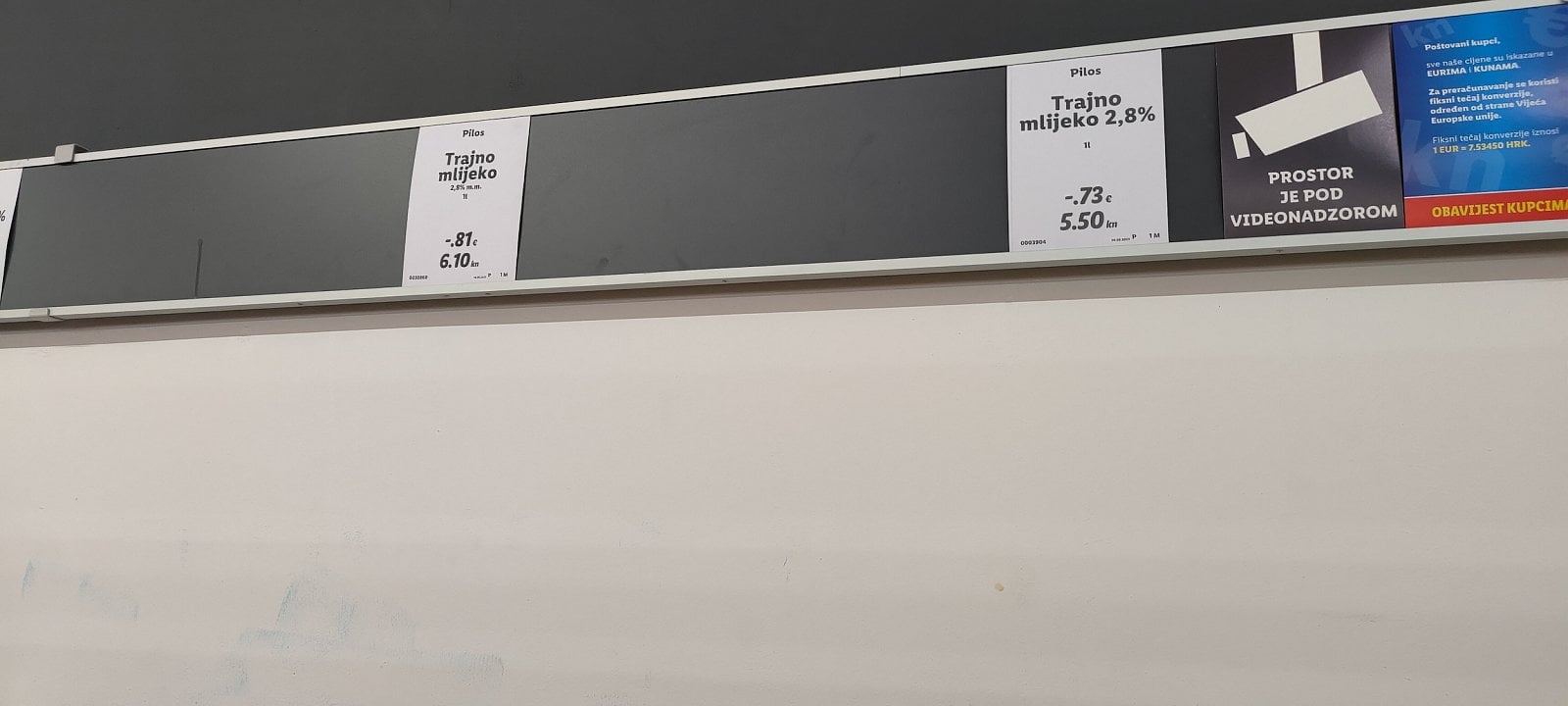 Ceny v Lidlu, Rijeka, Chorvatsko. (19. 6. 2023)