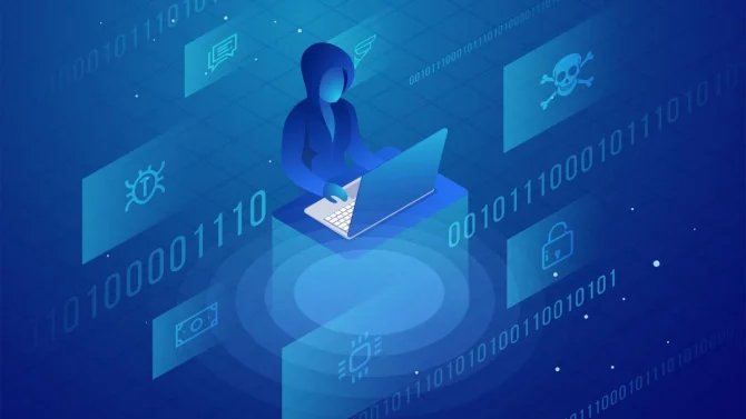 vektor, muž zabývající se kybernetickými hrozbami, hacker