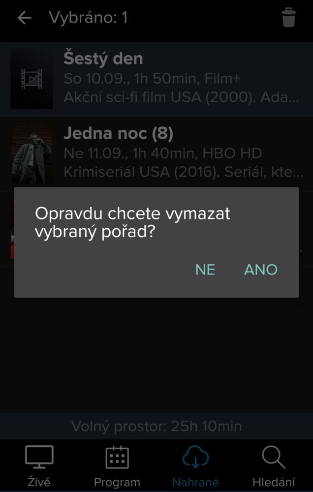 Po vymazání všech nahrávek uvidíte celkovou dobu, kterou máte u Digi2GO k dispozici...