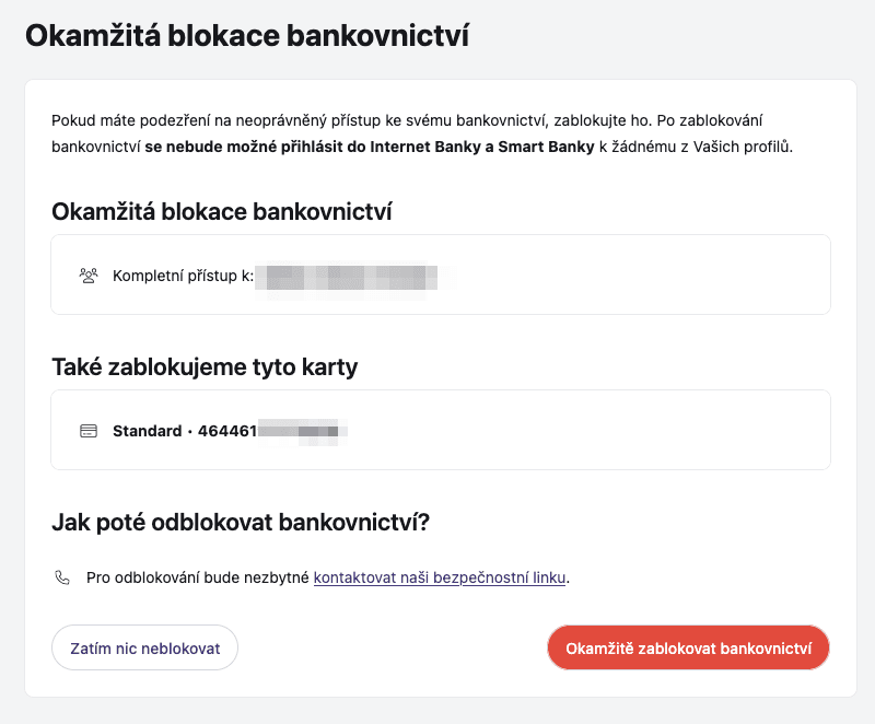 Tzv. kill button (tlačítko pro vypnutí všeho) zablokuje všechny online přístupy do MONETA Bank. (20. 06. 2025)
