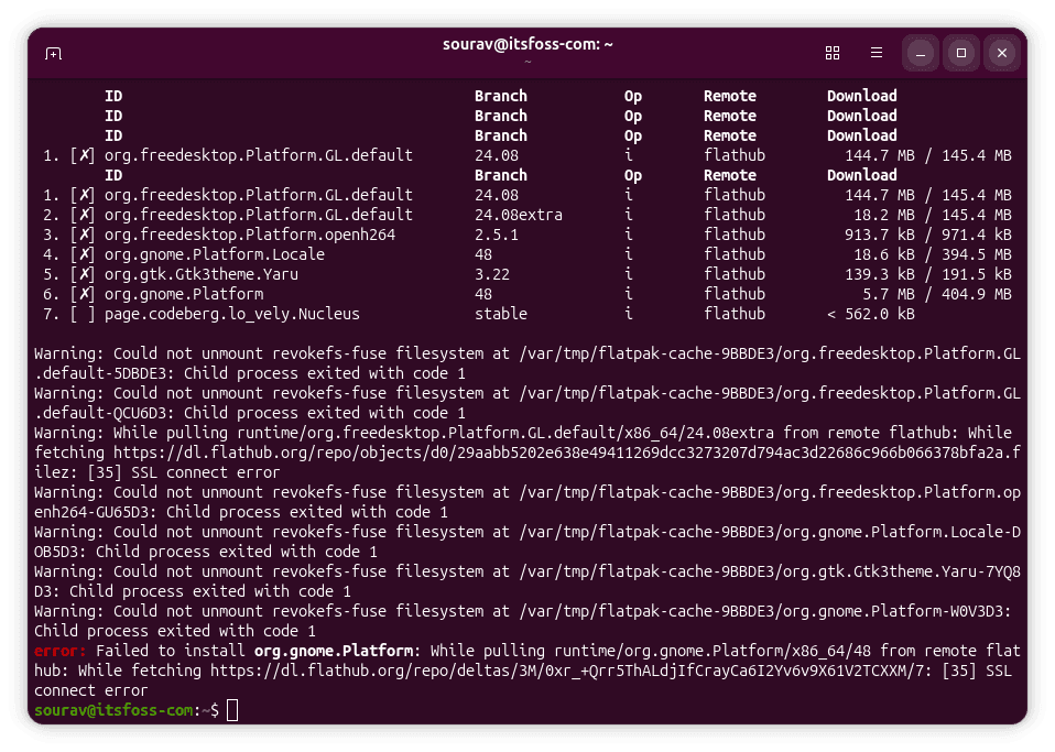 Nefunkční Flatpak na Ubuntu 25.10