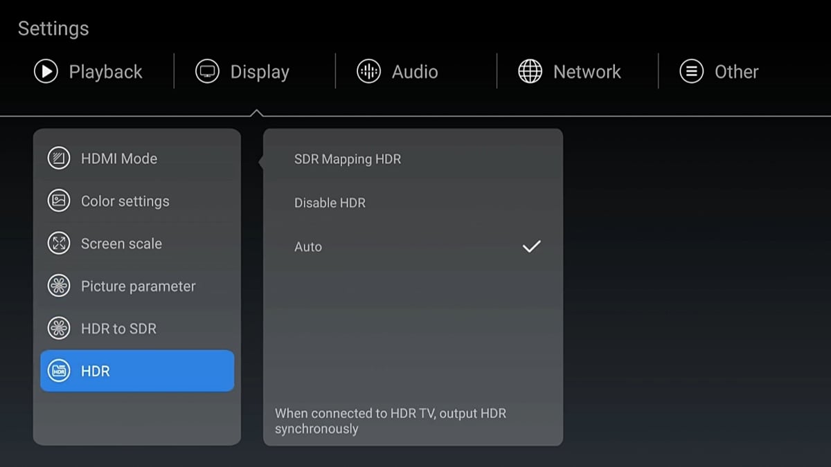 Zidoo Z1000 - nastavení přehrávání, obrazu a zvuku