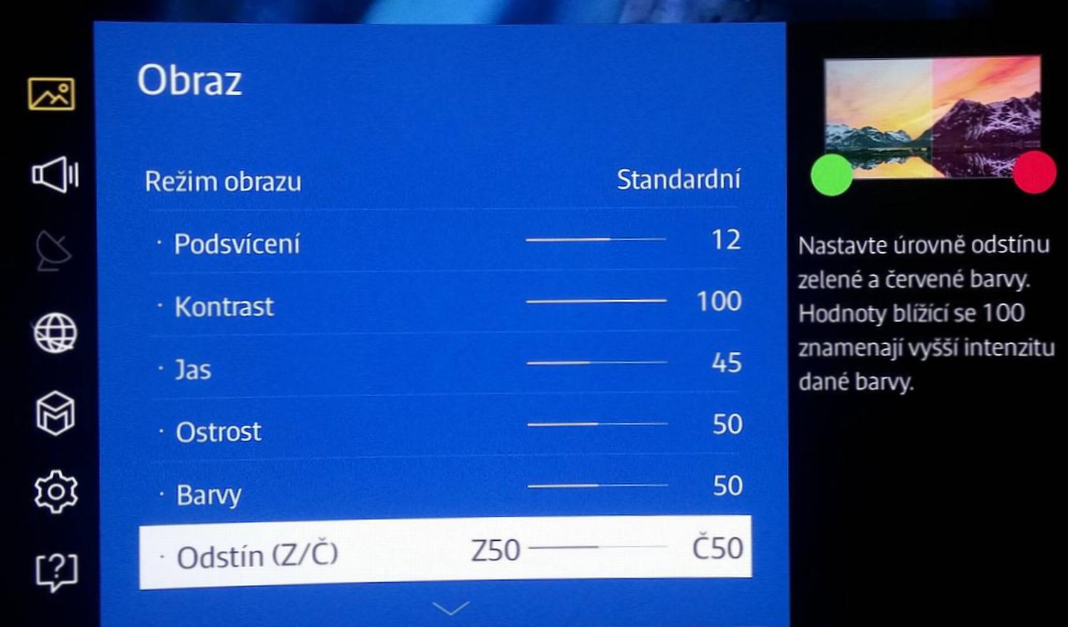 Nastavení obrazu a zvuku