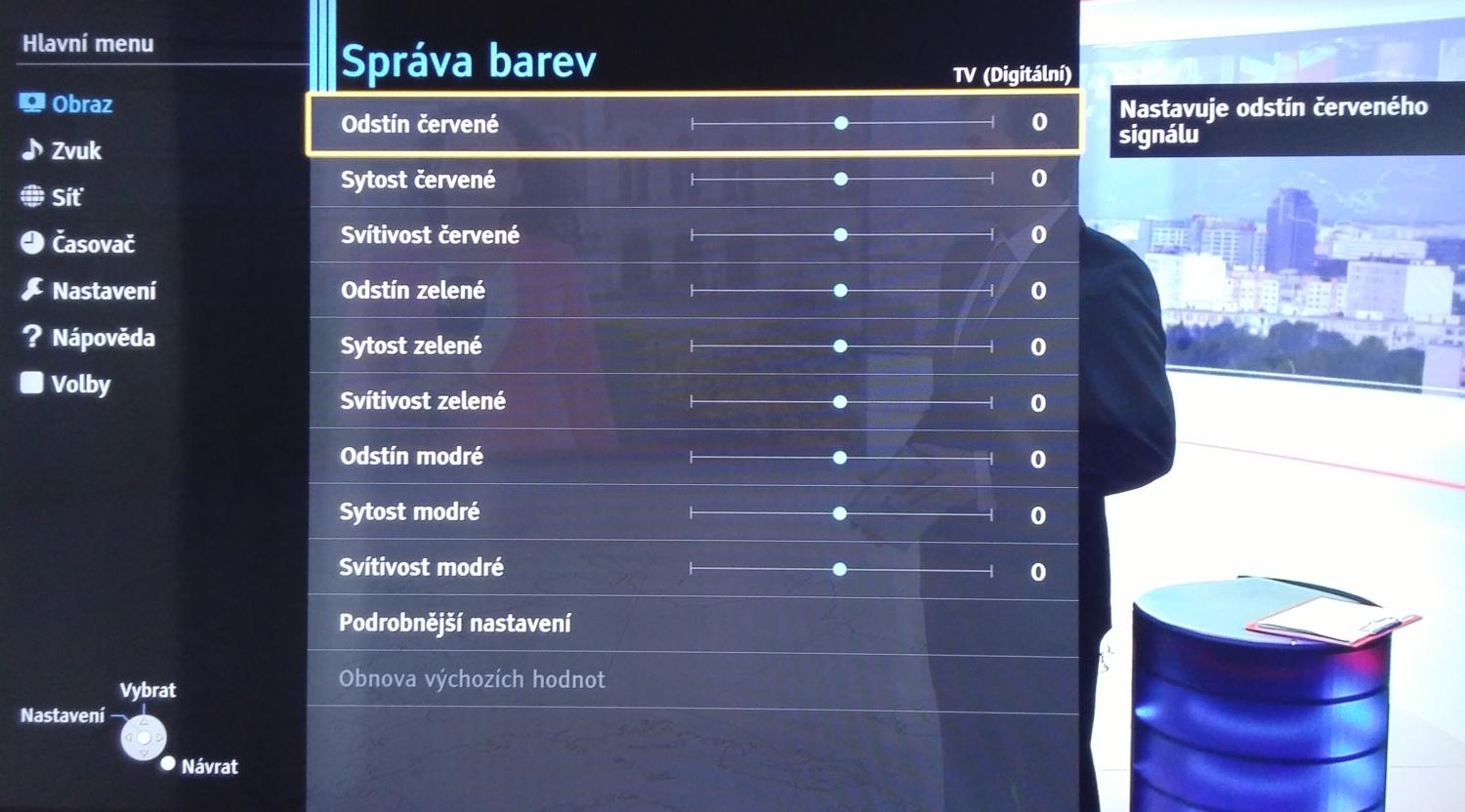 Nastavení obrazu a zvuku