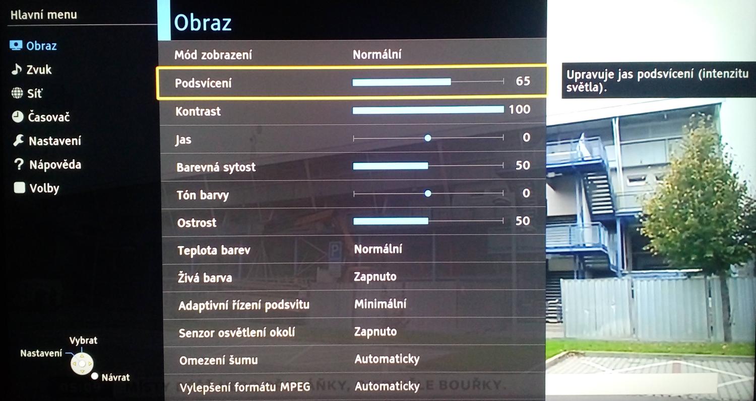 Nastavení obrazu a zvuku