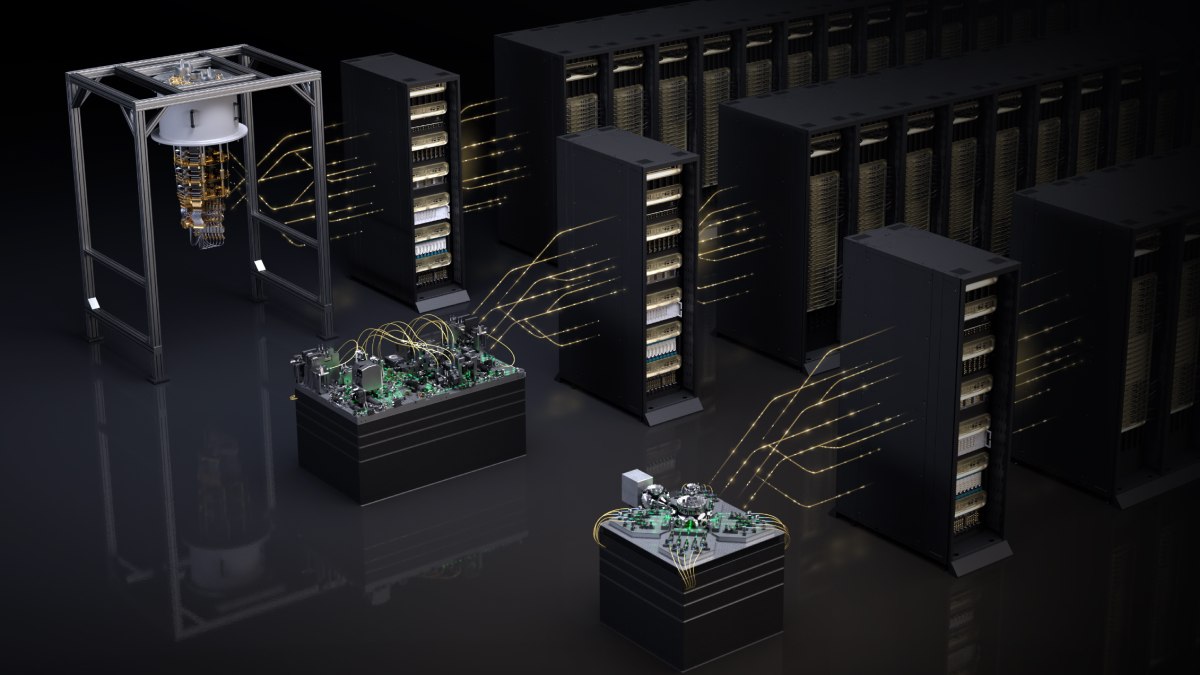 Nvidia - AI servery připojené ke kvantovému počítači (ilustrace)
