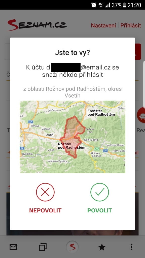 Seznam.cz a dvoufázové přihlašování