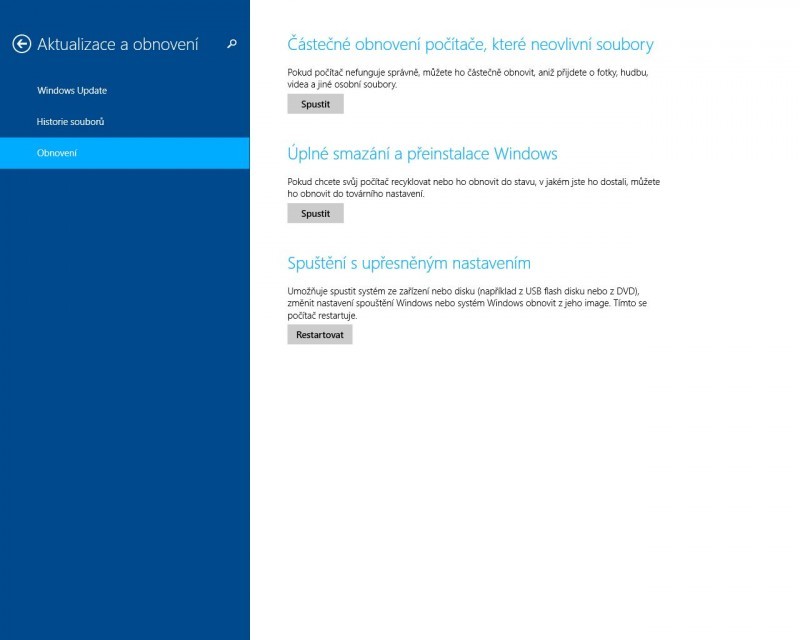 Funkce pro částečné a úplné obnovení ve Windows 8 bohužel ve většině případů bloatware nezlikvidují, i když by se na první pohled mohlo zdát, že by měly.