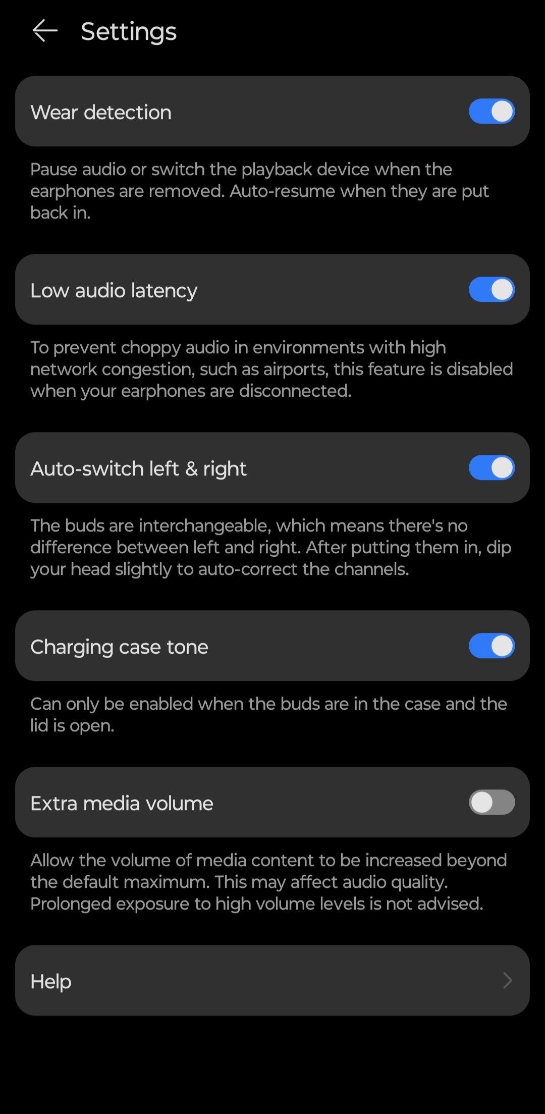 Nastavení sluchátek