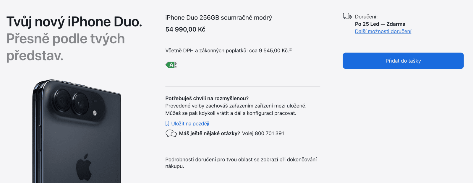 Apple Store aktuálně ukazuje dodání 25. ledna.