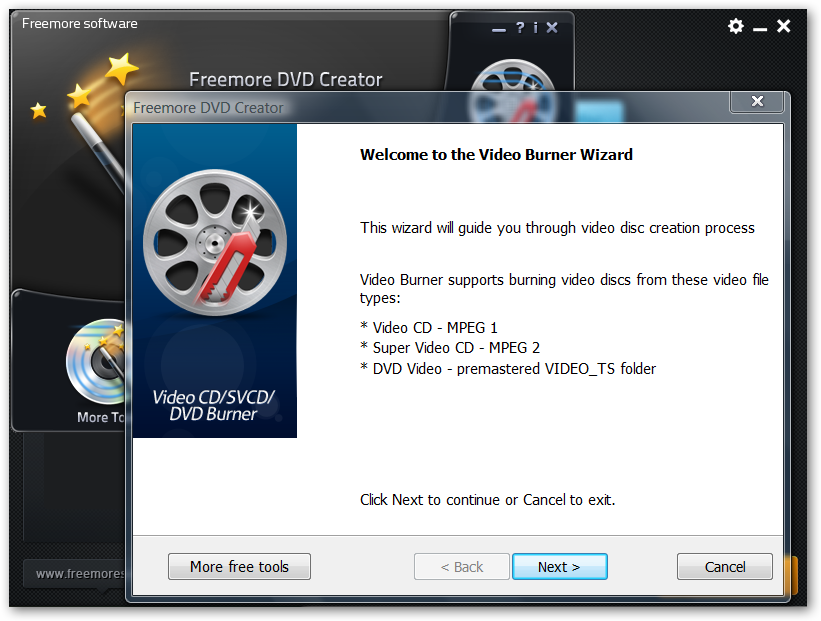 Tvorba DVD disků (Freemore DVD Creator).