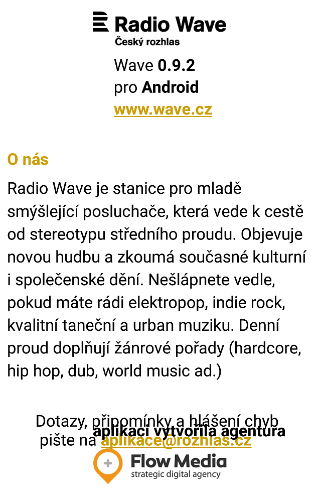 Radio Wave - mobilní aplikace, 2016