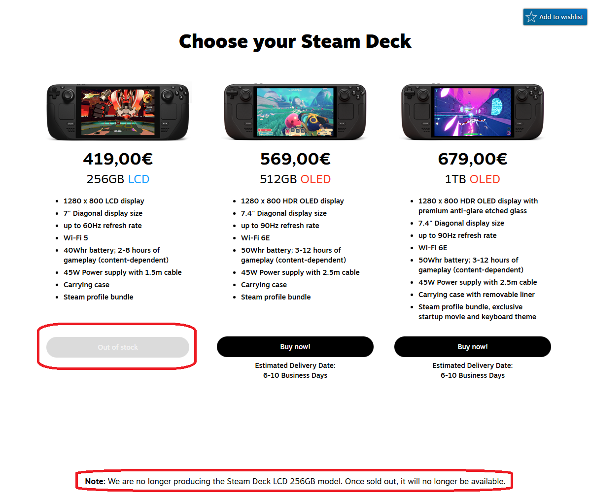 Ukončení prodeje Steam Deck LCD