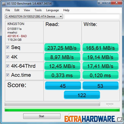 AS SSD Benchmark - Kingston SSDNow! V100