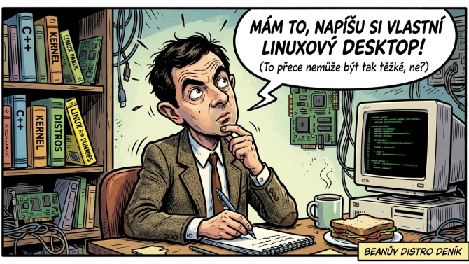 AI generovaný linuxový desktop