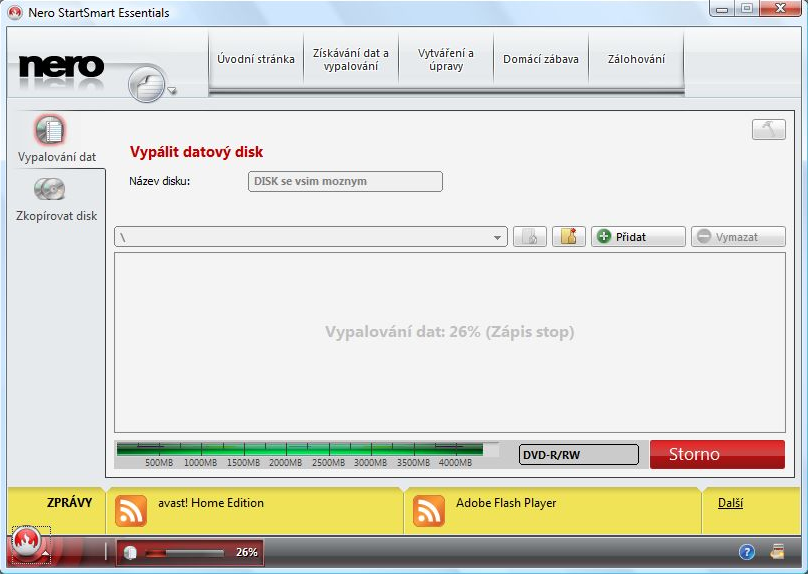 <p>Vypalování v aplikaci Nero</p>