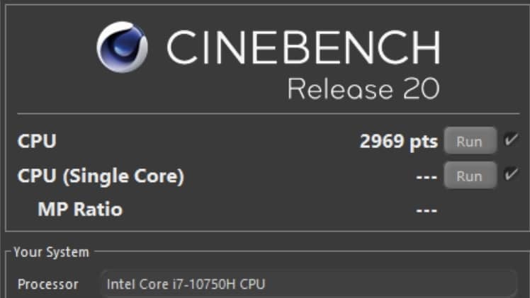 Lenovo ThinkPad T15p screen Cinebench