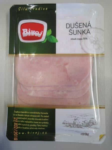 Kaufland, Jaroměř - Dušená šunka Bivoj: Výrobek obsahoval méně masa, než bylo uvedeno na obale. Spotřebiteli tak byly poskytnuty zavádějící informace o složení výrobku.