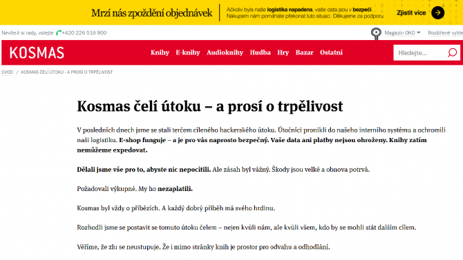 Kosmas, útok