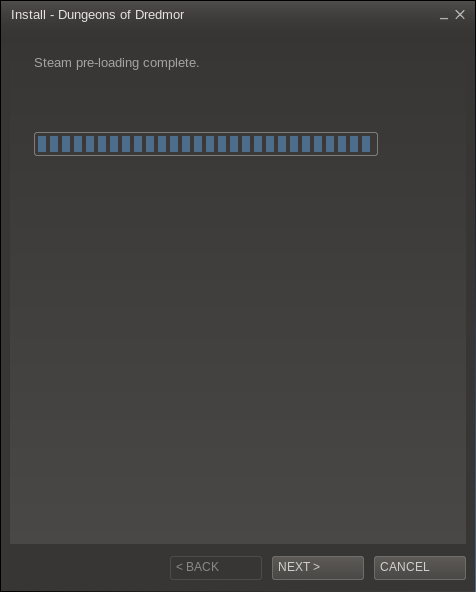Instalace hry v malém okně.