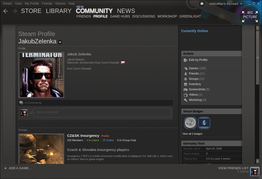 Herní profil v celé své kráse.