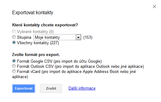 kontakty google - export