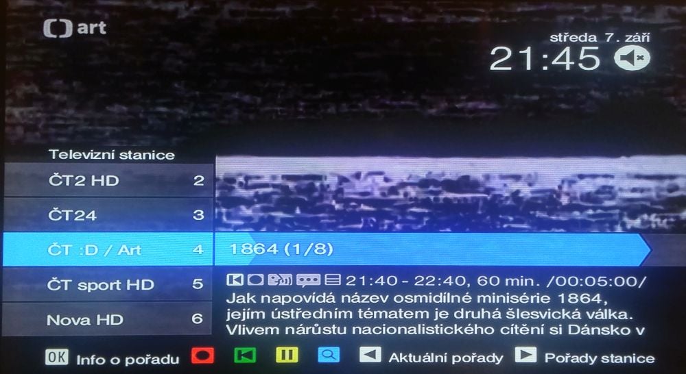 Informace objevující se po zmáčknutí OK v živém vysílání. Tak to má vypadat.