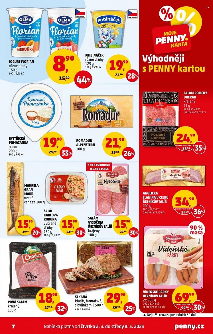 Mléčné a masové výrobky v letácích supermarketů