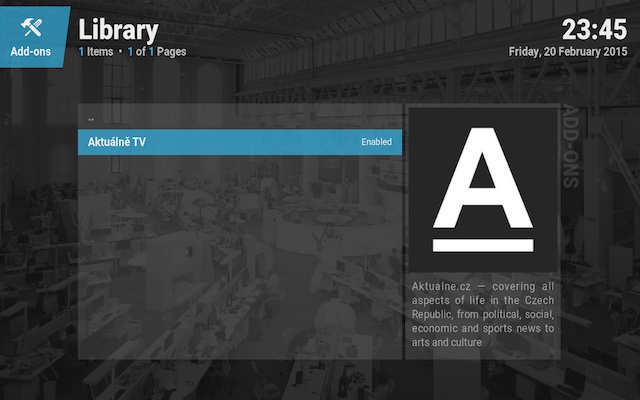 Aktuálně.TV prostřednictvím add-onu pro XBMC/Kodi
