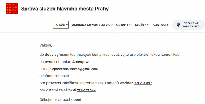Autor: screenshot, Lupa.cz Hack - Správa služeb hlavniho mesta Prahy