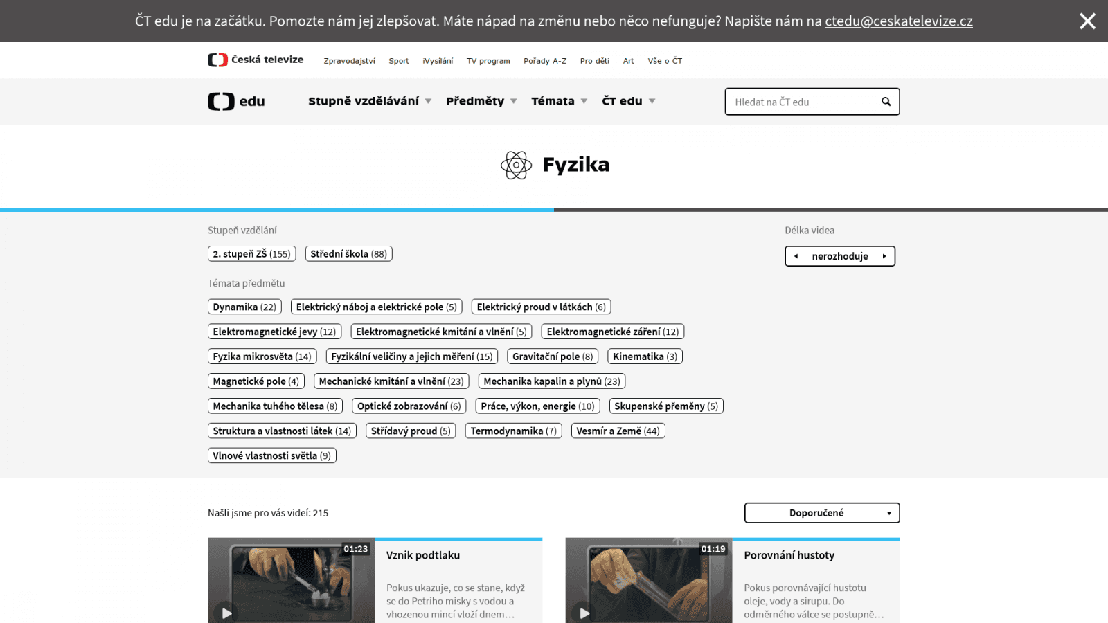 Vzdělávací web ČT edu