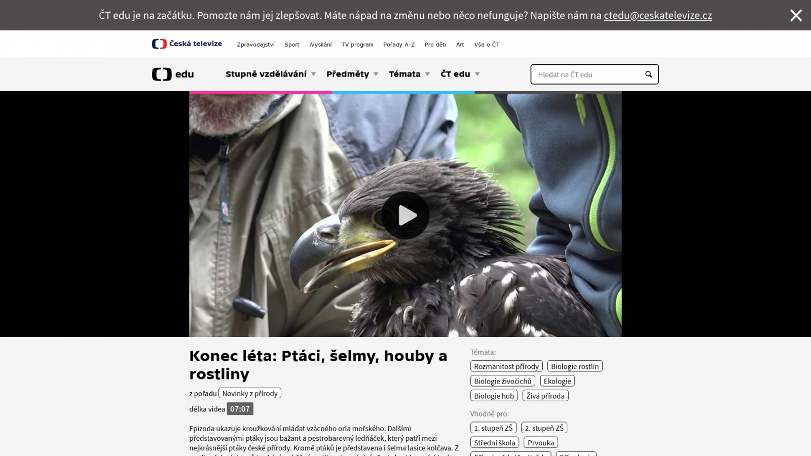 Vzdělávací web ČT edu