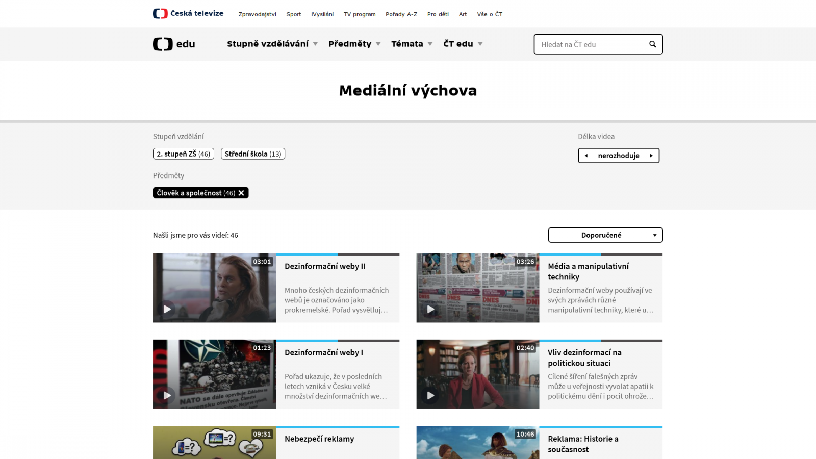 Vzdělávací web ČT edu